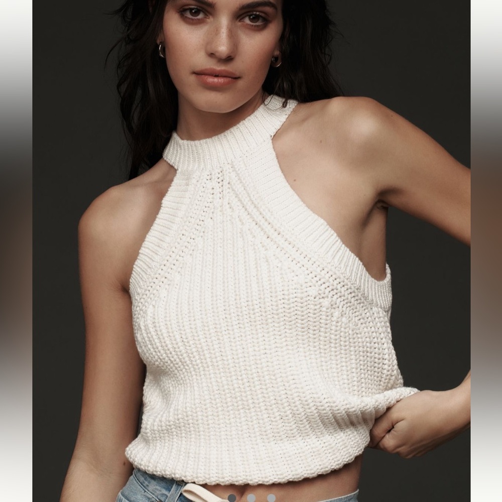 NWT Anthropologie Off White Knit Halter Top Sweater M